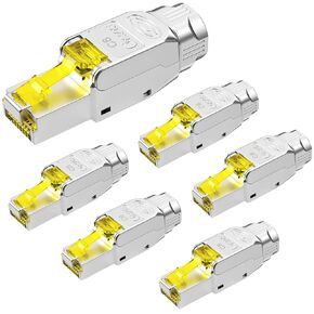 CAT8 RJ45 Connector Tool-Free Shielded CAT8 Connector Toolless for 23 to 26 AWG Network Cable(6pcs)