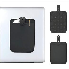 Reusable Compact Silicone Mouse Pouch for Laptop, Mouse Holder for Wireless Mouse, Mouse Sleeve for Laptop with Strong Suction for iPad/MacBook Use (Black)