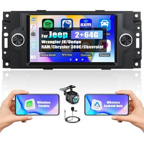 2+64G Car Stereo for Dodge Ram 1500/2500/3500 2006-2008,Dodge Durango 2005-2008,Chrysler 300 Touring/300C/300M 2005-2007,Jeep Grand Cherokee 2005-2009 with Carplay,6.2" Radio with BT FM/RDS WiFi GPS