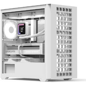 AeroCool D302A Mini Tower Case, 360mm Radiator Support, 11 Fan Slots, 410mm GPU, Backward-Facing m-ATX/Mini-ITX Motherboard, USB Type-C, Magnetic Dust Filter, Mesh Front Panel, Compact Build, White