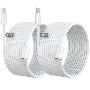 6FT iPhone 16 Pro Max Charging Cable USB C, 2 Pack 60W Fast USB C to USB C Fast Charging Cable Type C to C Charger Cord for iPhone 16/16 Plus/16 Pro/16 Pro Max, iPhone 15/15 Plus/15 Pro/15 Pro Max