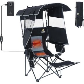 Nice C Chair with Canopy, Chairs with Shade, Heated Camping Chair, Outdoor Heated Chair, Canopy Chair, Heated Folding Chair, Heated Chairs Outdoor Sports, Sports Chair, w/Removable Footrest (1-Pack)