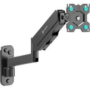 ONKRON Single Monitor Wall Mount for 13-34 Inch Screen up to 17.6 lbs - Gas Spring Monitor Arm Wall 75x75 & 100x100 VESA Long Arm TV Mount Height Adjustable/Full Motion Monitor Wall Mount Black