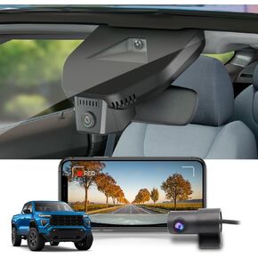 Fitcamx Front 2160P+Rear 1080P Dash Cam Adapts for GMC Canyon 2023-2025 AT4 AT4X Elevation Denali (Has Auto-Dimming), OEM Look, Dual Loop Recording, WiFi & APP, G-Sensor, Easy to Use, 128GB Card