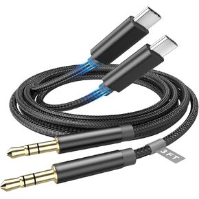 Aux Cord for Carplay,[MFi Certified] Nylon Braided iPhone 16 Aux Cord for Car,USB C to 3.5mm Audio Aux Jack Headphone Car Stereo Cable for iPhone 16 Pro Max/15/Plus/Pro,iPad Pro to Car,Speakers