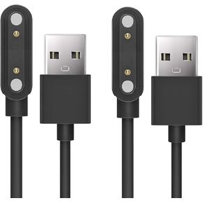 Compatible with EIGIIS K56 Pro Smart Watch Charger, 2 Pin Magnetic USB Replacement Charging Compatible with EIGIIS K56 Pro 1.39" Watch/Tiwain K56 Pro/LinsonK K56 PRO 1.39" Watch (2 Pack-Black+Black)