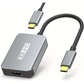 TECHTOBOX USB C to HDMI Adapter,8K USB Type-C to HDMI with 100W PD,Thunderbolt 3/4 to HDMI Multiport Adapter, Compatible with iPhone 15 Series,MacBook and More USB-C Devices