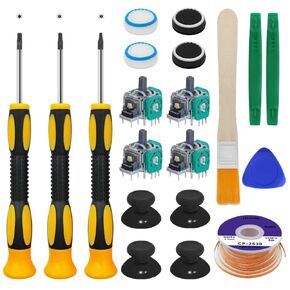 19 PCS Joysticks Replacement Parts Kit, SourceTon Bumper Buttons, Replacement Thumbsticks, Hat Silicone, brush, Hat Covers with Repair Screwdriver Kit Compatible with Xbox One Controllers
