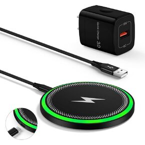 Samsung S24 FE Wireless Charger Pad for Galaxy S24 Ultra S23 FE S22 S21 S20 S10 Z Fold/Flip 6, 15W Fast Android Wireless Charging Station with 18W Adapter for Moto Razr/Edge 2024,iPhone 16,Pixel 9 Pro