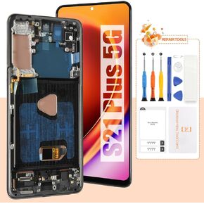 AMOLED Screen for Samsung S21+ Screen Replacement S21 Plus LCD Screen SM-G996U,SM-G996B Touch Display Digitizer Assembly Repair Parts with Frame(with Fingerprint Function) (Black)