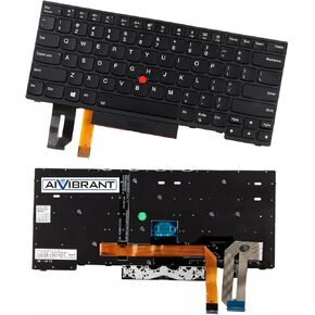 Laptop Replacement Keybaord ﻿Compatible with Lenovo ThinkPad E480 E485 E490 E495 L380 L390 L480 T480S T490 T495, with Backlit, with Pointer US Layout, P/N: 01YP280, 01YP360, 01YP440, 01YP520