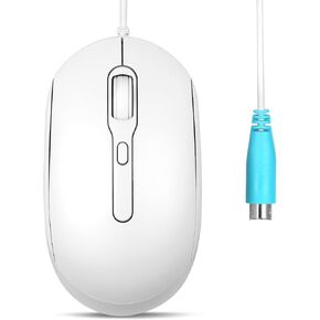 Perixx PERIMICE-222PW Wired PS/2 Optical Mouse - Long 5.9 Ft Cable - Optical 1200/1600/2000 DPI Design - White