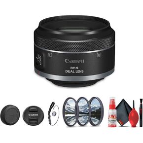 Canon RF-S 7.8mm f/4 STM Dual Lens RF (6795C002) + Lens Filter Kit + Cleaning Kit + Lens Cap (Renewed)