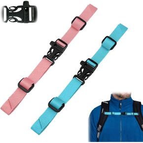 Backpack Chest Straps 2 Pack Heavy Duty Adjustable Sternum Strap for Backpacks Universal Chest Belt with Quick Release Buckle for Hiking and Outside Travel (Blue Pink)