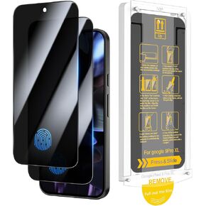 Ruky for 2 Pack Google Pixel 9/9 Pro Privacy Screen Protector, [Fingerprint Support] - Easy Installation with Pull Strip Alignment Frame, Bubble-Free Tempered Glass Film for Pixel 9/9 Pro 6.3 inch