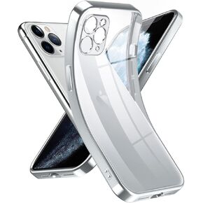 Supdeal Crystal Clear Case for iPhone 11 Pro, [Not Yellowing] [Camera Protection] [Military Grade Drop Tested] Transparent Shockproof Protective Phone Case Soft Silicone Slim Cover, 5.8 inch, Silver