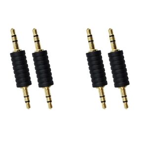 4PCS 4PCS 3.5 mm Male to Male Audio Cable Connector, 1/8" Stereo Audio Adapter Male to Male Jack Adapter, Headphone Jack Coupler Connector, Black