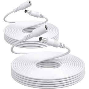 Power Extension Cable, 2 Pack 33ft (10M) 2.1mm x 5.5mm, Compatible with Universal 12V DC Adapter Cord or Wall Charger for Security Camera IP Camera/DVR/NVR System (2Pack, White)