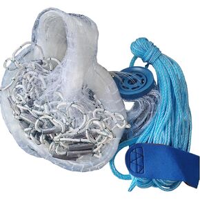 Cast Net with Lead Sinkers Fishing Throw Nets Hand Castnet Shrimp Bait Traps 1/2 inch Mesh for Freshwater Saltwater with 3ft/4ft/5ft/ 6ft/ 7ft/ 8ft/ 9ft/ 10ft/ 11ft/ 12ft Radius