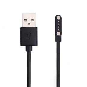 Black Smart Watch Charger Magnetic 4 Pin for Bluetooth Smart Watches GT88 G3 GT68 KW08 KW18 Y3 KW88 KW98 KW99 KW28 FS08 GV68 KW06 USB Charging Cable (7.62 spaciny)