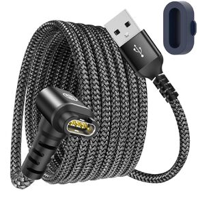 Garmin Watch Charger Cable الزاوية اليمنى 4ft لـ Garmin النهج S70 S62 S60 S42 S40 S12 S10 سلك شحن كابل الشحن بالإضافة إلى حامي شاحن سليكون أسود مضاد للغبار