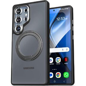 Encased Belt Case for Samsung Galaxy S25 Ultra with Holster Clip (Compatible with MagSafe Qi2) Built-in Magnetic Rotating Stand (Black)