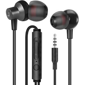 MAS CARNEY WI7 Wired Earphones in Black - in-Ear Earbuds with 3.5mm Jack and Microphone, Compatible with MP3/MP4 Players, iPods, Huawei, Samsung Galaxy S7/S8/S9 Earphones