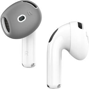 elago 2 Pairs AirPods 4 Ear Tips Cover Designed for AirPods 4, [Fit in The Case] Anti Slip Silicone Cover, Anti Scratches, Installation Guide (1 Pair of Each) (Dark Grey & White)