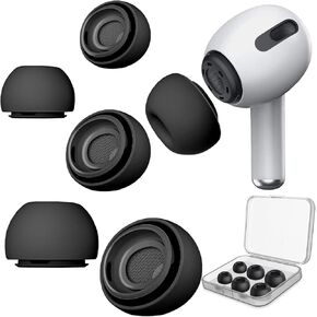 [3 Pairs] Replacement Ear Tips for Airpod pro with Noise Reduction Hole, Generation Silicon Earbuds, Airpods pro Ear Tips with Portable Storage Box and Fit in The Charging Case(S/M/L)-Black