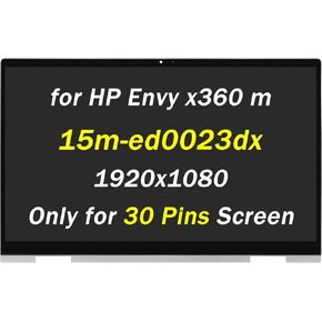 Replacement for HP Envy x360 m Convertible 15m-ed0023dx 15m-ed0013dx LCD Display 15-ed1003ca 15m-ed1023dx 15-ed 15t-ed 15m-ed 1920x1080 15.6" 60HZ 30 Pins LCD LED Touch Screen Assembly with Bezel