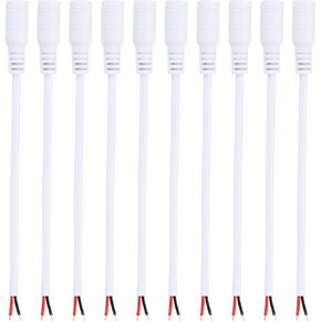 PATIKIL 6 Inch DC Power Cable, 20 Pcs 5.5mm x 2.1mm Barrel Plug Socket Cables DC Female Plug to Bare Wire Open Adapter for LED Strip, CCTV Camera, White