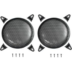 2 PCS 10 بوصة مكبر صوت شواء الصلب الشبكة مستديرة شواية مضخم الصوت مع 4 PCS المشابك وافل وافل واقي مكبر صوت تغطية صوتية السيارة المزخرفة