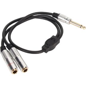 1/4 Inch Stereo Splitter Y Cable, 6.35mm Mono Male Plug to Dual 6.35mm Female Jack Cable 19.7in Long
