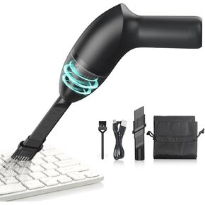 لوحة مفاتيح مكنسة مكنسة كهربائية cordless computer فراغ 4.3KPa قابلة لإعادة الشحن (مع ضوء LED) لتنظيف الشعر ، فتات لسطح المكتب ، البيانو ، والسيارة الداخلية وآلة الخياطة