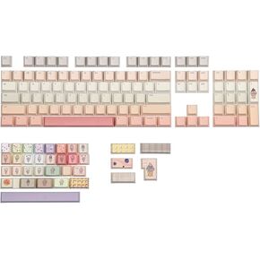 KiiBOOM x Strawberryjam1986 Berry Cream Keycap Set, 137 Keys Cherry Profile Keycaps, PBT Custom Keycap for Mechanical Keyboard, Compatible with ANSI/ISO, 60%, 65%, 75%, TKL, Full-Sized Layout