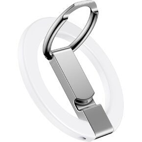 AILKIN Magnetic Phone Stand with Ring Holder for iPhone & Samsung, MagSafe Phone Ring Magnet Grip, Adjustable Kickstand for Phone Case, iPhone Holder for Hand, Desk Phone Holder Stand-Silver Bling