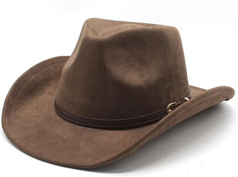LIDHAY Wide Brim Felt Cowboy Hat for Women Men Western Suede Cowboy Cowgirl Hats in Kuwait