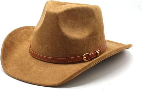 LIDHAY Wide Brim Felt Cowboy Hat for Women Men Western Suede Cowboy Cowgirl Hats in Kuwait
