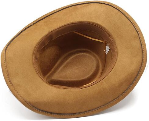LIDHAY Wide Brim Felt Cowboy Hat for Women Men Western Suede Cowboy Cowgirl Hats in Kuwait