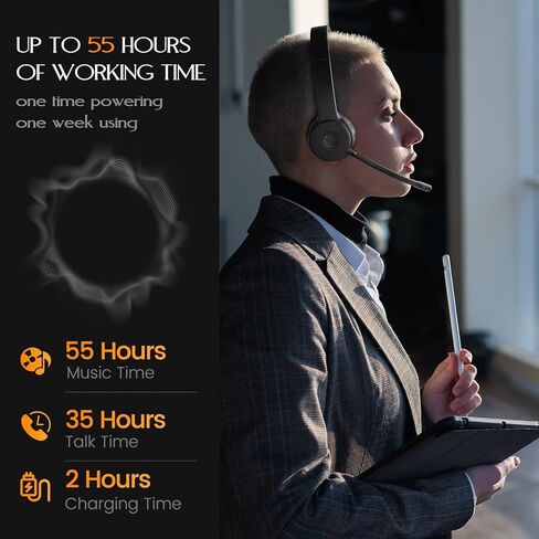 سماعات Eksa Bluetooth 5.2 ، سماعات الرأس اللاسلكية مع إلغاء الضوضاء الميكروفون و Dongle USB ، 55 ساعة وقت على سماعة كمبيوتر الأذن لمكتب العمل المنزلي CALL CANT CENTER PHOP الكمبيوتر اللوحي in Kuwait