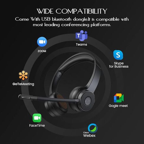 سماعات Eksa Bluetooth 5.2 ، سماعات الرأس اللاسلكية مع إلغاء الضوضاء الميكروفون و Dongle USB ، 55 ساعة وقت على سماعة كمبيوتر الأذن لمكتب العمل المنزلي CALL CANT CENTER PHOP الكمبيوتر اللوحي in Kuwait