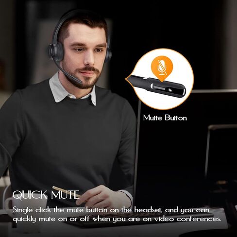 سماعات Eksa Bluetooth 5.2 ، سماعات الرأس اللاسلكية مع إلغاء الضوضاء الميكروفون و Dongle USB ، 55 ساعة وقت على سماعة كمبيوتر الأذن لمكتب العمل المنزلي CALL CANT CENTER PHOP الكمبيوتر اللوحي in Kuwait