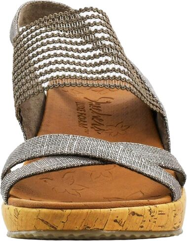 Skechers Womens Beverlee - صندل بكعب عريض من الشاي العالي، طبيعي، 10 US in Kuwait
