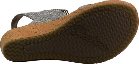 Skechers Womens Beverlee - صندل بكعب عريض من الشاي العالي، طبيعي، 10 US in Kuwait
