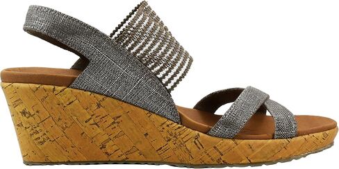 Skechers Womens Beverlee - صندل بكعب عريض من الشاي العالي، طبيعي، 10 US in Kuwait