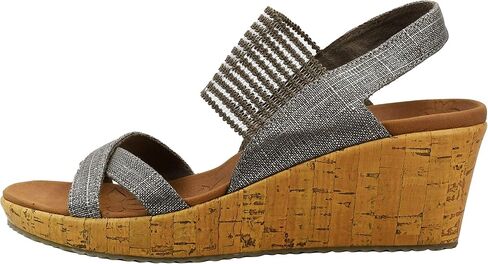 Skechers Womens Beverlee - صندل بكعب عريض من الشاي العالي، طبيعي، 10 US in Kuwait