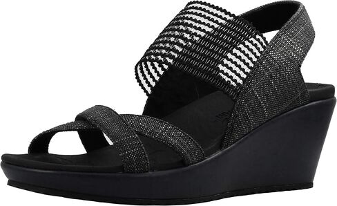Skechers Womens Beverlee - صندل بكعب عريض من الشاي العالي، طبيعي، 10 US in Kuwait