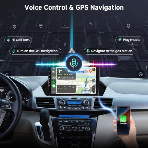 [6g+128g] ستيريو سيارة 8 نواة لـ Honda Odyssey 2010-2017 وحدة رأس Android مع GPS Bluetooth ، وراديو Hodozzy 9 بوصة اللمس مع Carplay Android Auto و WiFi USB و DSP و FM RDS Radio in Kuwait