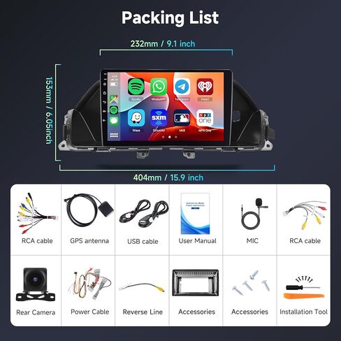 [6g+128g] ستيريو سيارة 8 نواة لـ Honda Odyssey 2010-2017 وحدة رأس Android مع GPS Bluetooth ، وراديو Hodozzy 9 بوصة اللمس مع Carplay Android Auto و WiFi USB و DSP و FM RDS Radio in Kuwait