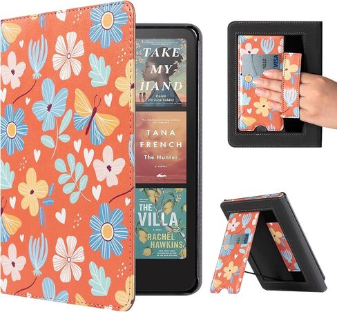 CoBak Case with Stand for Kindle Paperwhite 12th Gen 2024 Released (7") & Kindle Colorsoft Signature Edition - Durable PU Leather Cover with Auto Sleep Wake, Card Slot, Hand Strap Feature in Saudi Arabia